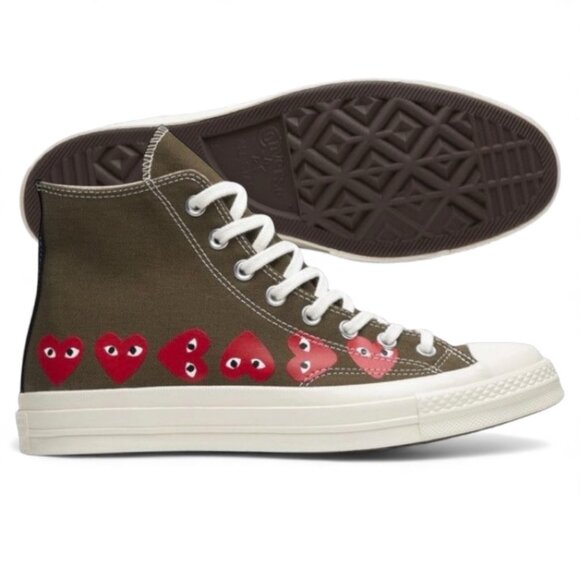 Converse Comme Des Garcons Play x Chuck 70 High Top Mens Size 9 Brown/Khaki NEW - Picture 1 of 6